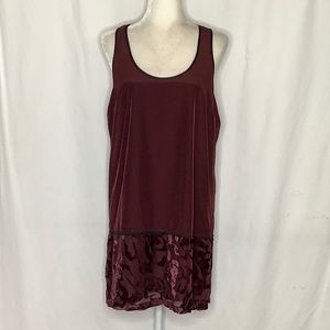 Black Swan Sleeveless Burgundy Purple Dress With Velvet Lace Trim Size L